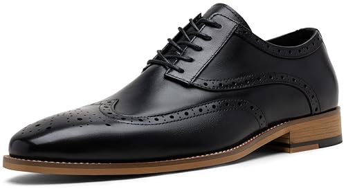 Jousen Mens Dress Shoes Leather Oxford Derby Shoe Formal Brogue Wingtip Dress Shoes for Men