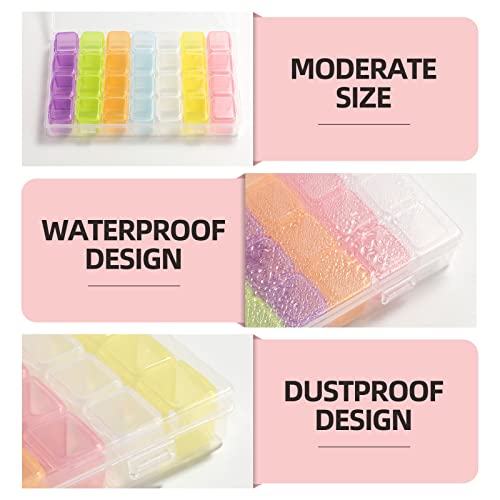 Oneleaf Nail Art Tip Storage Organizer Empty 28 Space Box Case & Nail Drill Bits Holder Plastic Container For False Nail Tips, Fingernail Crystal, Jewelry, Vitamins, Rhinestone Glitter Accessories #TOP6