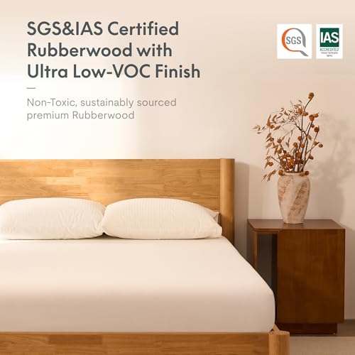 Image of FLEXISPOT Hako G2 Japanese Joinery Bed Frame, Solid Rubberwood King Platform Bed with Storage Headboard, IAS&SGS Certified, Japandi Minimalist, No Tools Assembly, 1500lb Capacity, 10-Year Warranty