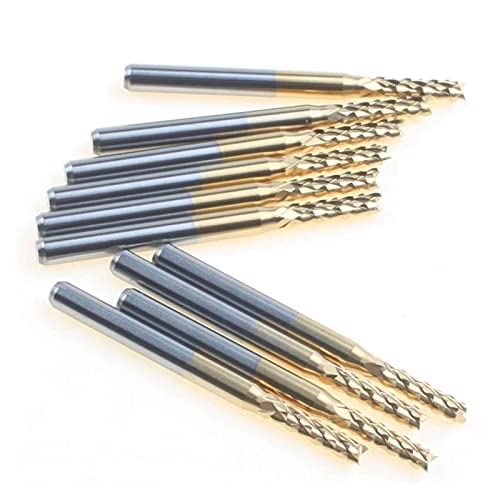 BERWENNY 10pcs 3.175/2.5/10MM Titanium Coated End Mills Milling Cutter Router CNC Bit Cutting Millinging Tools