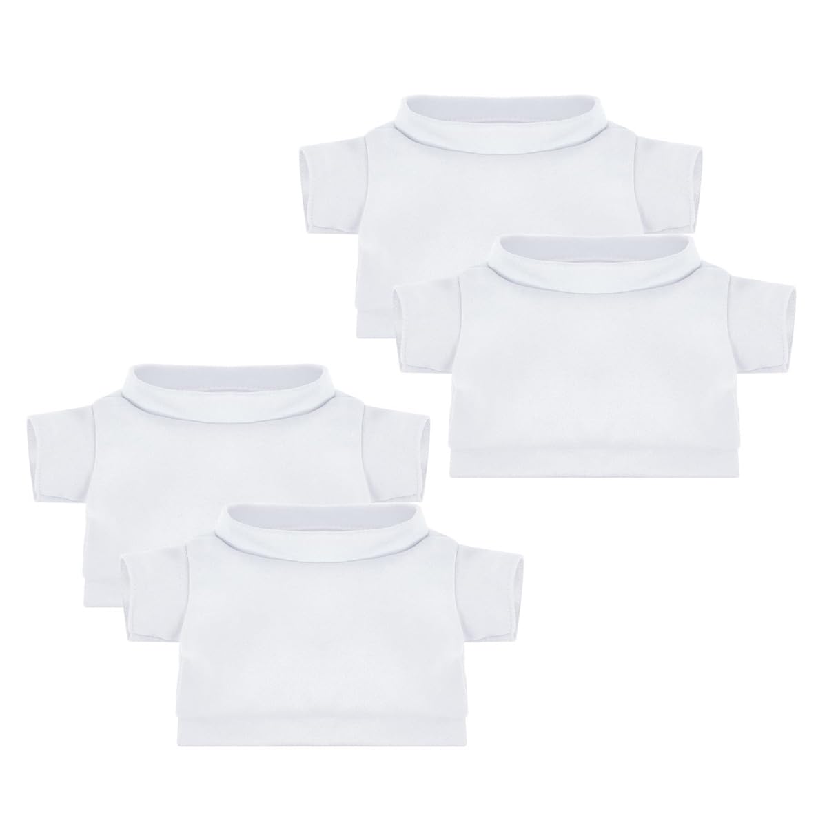 Enwye 4PCS Stuffed Animal Clothes Set Basic White Tee Shirts for Build-A-Bear & Plush Dolls, DIY Bear Outfits Accessories.