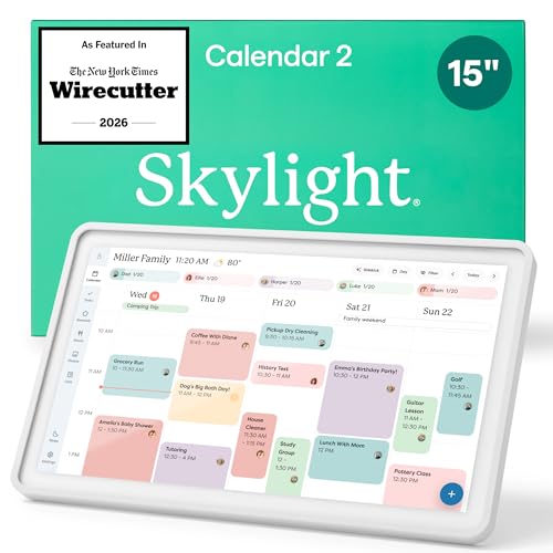 Image of Skylight Calendar 2 - 15-inch Full HD Touchscreen Digital Calendar, Featured on Wirecutter - Wall Planner & Interactive Chore Chart, Smart Family Organizer, 16GB Storage, Wi-Fi, Wall Mount Included - Classic, White