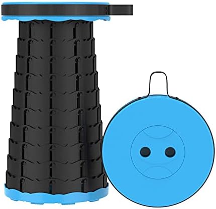 Upgrade 4.0 Portable Retractable Folding Stool, Camping Telescopic Stool, Sturdy Lightweight, Adjustable Collapsible Plastic Step Stool for Fishing Hiking Picnic Outdoor Activities (Blue Black)