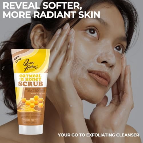 Queen Helene Gentle Oatmeal & Honey Facial Scrub – Comforting Exfoliator that Softens, Soothes & Smooths Skin | 6 oz