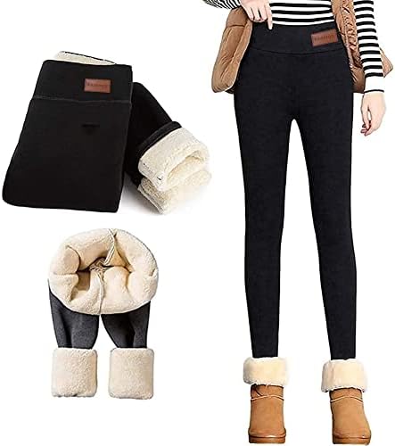 Samojoy Fleece Leggings Lined Women Plus Size, Leg Warmers for Women Plus Size, Insulated Leggings with Fleece Lining for Women, Super Thick Cashmere Leggings Black, 3X-Large