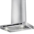 BRANO Wall Mount Range Hood 30 Inch,1000 CFM 6 Speeds Ultra-Quiet DC Motor Kitchen Vent Hood with Voice/Gesture/Touch Control,Ducted/Ductless Convertible,LED Lights,Stainless Steel