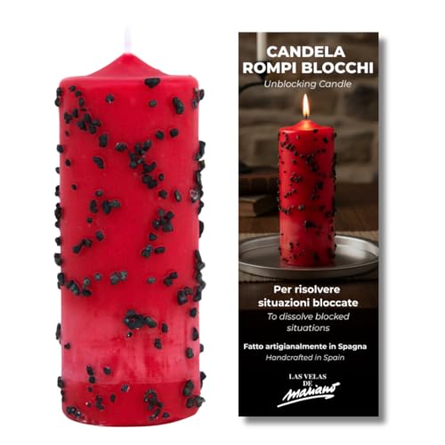 Candela Rompe Stancamenti Ritualizzata – Candela Rossa Esoterica per Sblocco Energetico e Avanzamento Personale – Ideale per Progetti, Amore e Denaro – Con Erbe e Preghiera – Le Candele di Mariano