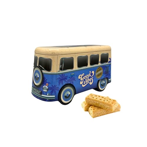 Blue Camper Van Shortbread Biscuit Tin, 320g Scottish Shortbread, Collectible Retro VW Volkswagen Design