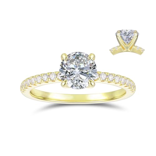 14K Gold 1.0 CT 4-Prong Round Brilliant Cut Engagement Ring Moissanite Ring for Women