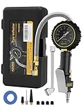 Tire Pressure Gauge with Steel Braided Hose, 100PSI Tire Inflator Gauge Air Chuck Air...