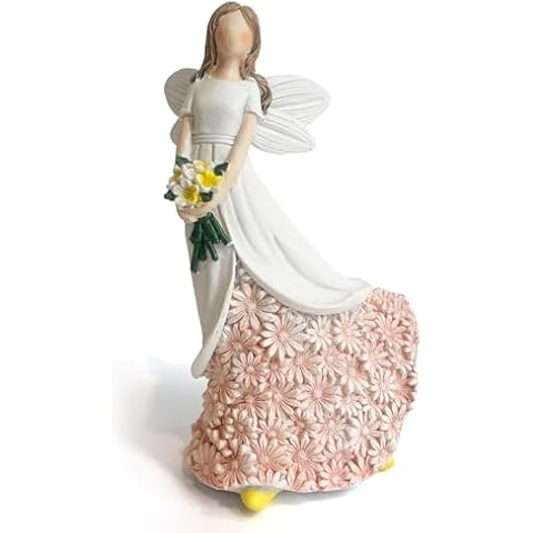 LIFFY Angel Statue Mom Gifts - Gifts for Flower Lovers-Daughter Figurine Heartfelt Birthday Gifts for Mom Memorial Gifts for Mom Sculpted Hand-Painted Flower Fairy Figure Cover