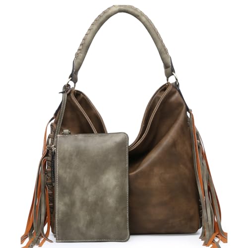 Image of Oversize Hobo Bag for Women Boho Purses and Handbags Fringe Big 2 In 1
