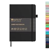 &And Per Se Lined Journal Notebook, 160 Pages, A5 5.7 x 8 inches College Ruled Thick Paper Notebook Journals for Writing, Hardcover Notebooks for Women Men Office School (1 Pack, Black)
