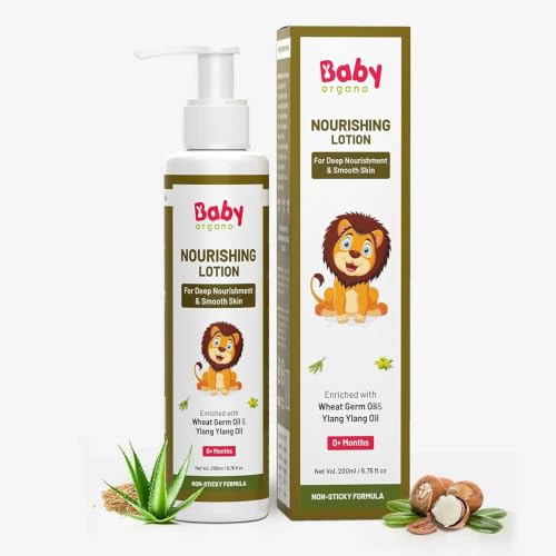 Image of Babyorgano Baby Body Lotion for Newborn 0-2 Years Babies 200ml | Nourish & Moisturise Skin | Non Sticky | Enriched with Ylang Ylang, Olive Oil, Paraben Free