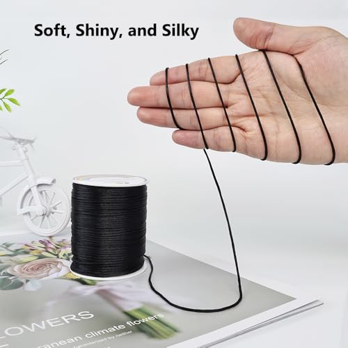 330 Feet Satin Nylon String, 1 mm Silky Smooth Durable Nylon Cord for Jewelry Making, Bracelets, Beading, Necklaces, Macrame, Kumihimo, Rattail, and Chinese Knot Craft