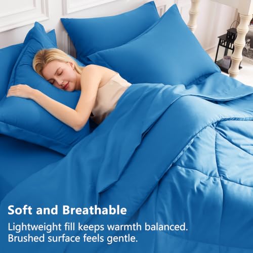 Image of CozyLux Full Size Comforter Sets Royal Blue - 7 Pieces Bed in a Bag Full, Luxury Soft Bed Set for All Seasons, Bedding Set with Down Alternative Comforter, Sheets, Pillowcases & Shams