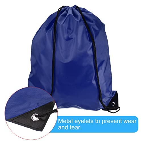 PATIKIL 42x34cm Nylon Drawstring Bag, 5 Pack Storage Bulk Cinch Backpack Sack for Gym Sports Outdoor Traveling Dark Blue - Image 4