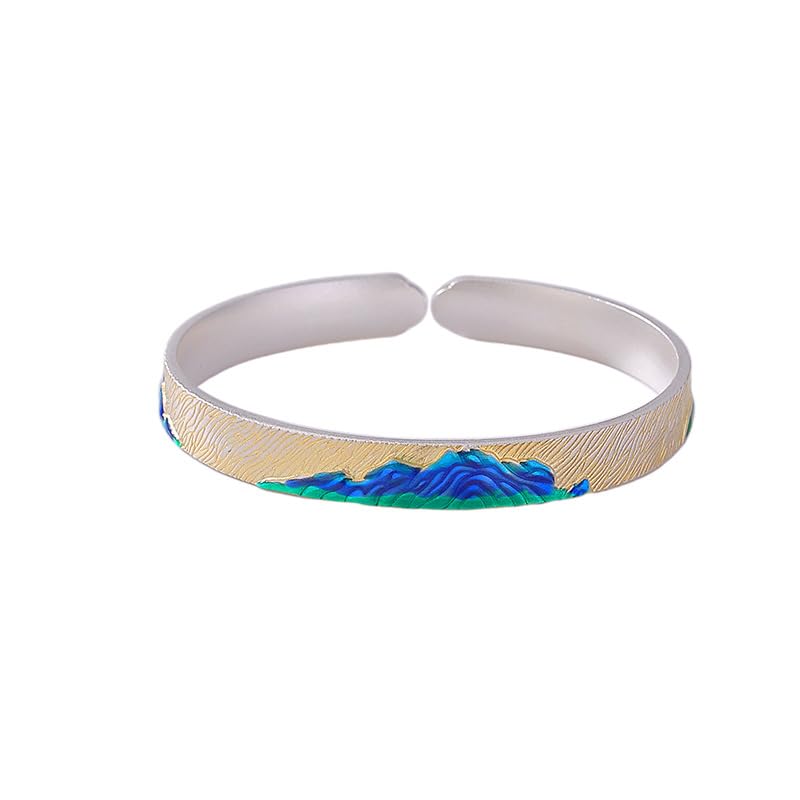Bracelet en argent 999.9 avec motif chinois et taille réglable pour homme et femme