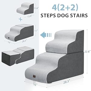   Dog-Stairs-for-High-Beds-4-Step-Dog-Steps-for-Small-Dogs-and-Cats-Foldable-Pet-Stairs-for-High-Bed-Climbing-Non-Slip-Balanced-Pet-Step-Indoor-Dark-Grey