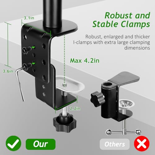 Image of Mic Boom Arm, Adjustable Height Overhead Microphone Stand with Heightened Extension Riser for Shure SM7B Blue Yeti HyperX QuadCast S and other Mic