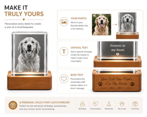 Personalized 3D Crystal Photo Gift, Custom K9 Picture & Text Keepsake (Small) - Image 5