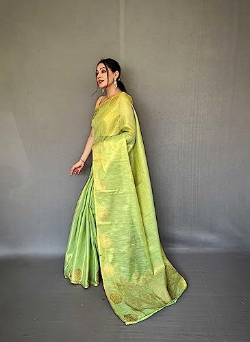 Image of Panzora Women's Tissue Silk Jacquard Weaving Saree With Unstitched Blouse Piece