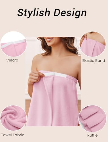 Ekouaer Towel Wrap for Women With Velcro Ruffle Wrap Robes - image 3
