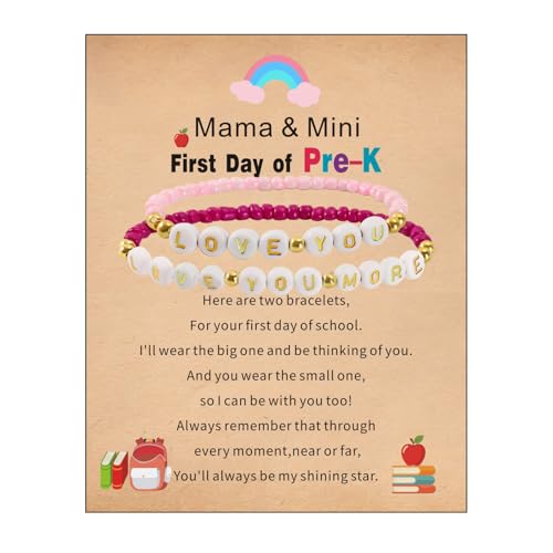 First Day of School Bracelet for Mommy and Me Mom Daughter Beads Kindergarten Pre K 1st Grade Back to School Bracelets Jewelry Gifts for Girls - Main Image