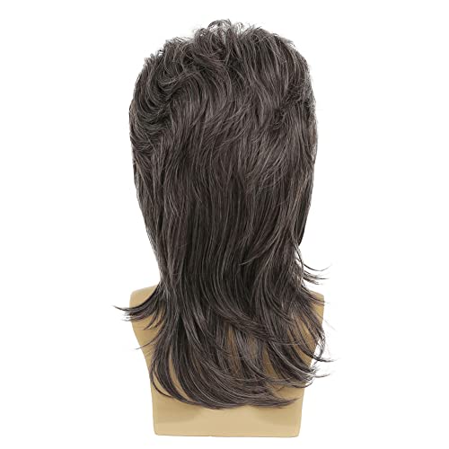 Image of Swiking Mullet Wigs for Men Grey 70s 80s Disco Rocker Curly Punk Fancy Retro Party Halloween Cosplay Costume Wigs(Grey)