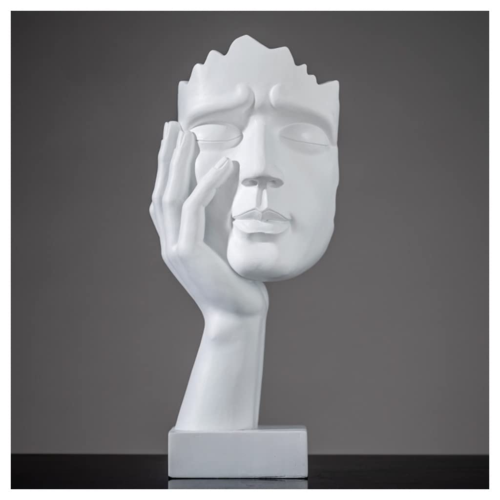 GHKryD statue, Resin Abstract Sculpture No Hear No See No Speak Creative Decorative Objects for Piano Desktop Office Study(White,Style1)
