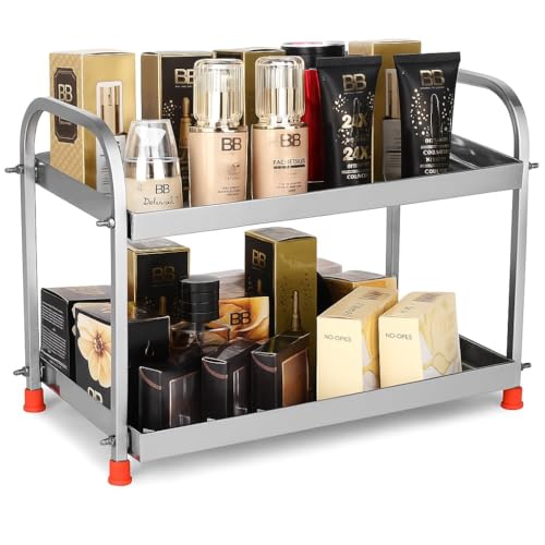 Image of Stainless Steel 2-Tier Kitchen Rack | Rust-Proof Multipurpose Storage Organizer Shelf for Countertop, Bathroom & Under Sink | Steel Shelf Stand with Anti-Skid Feet