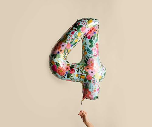 RIFLE PAPER CO. Garden Party Full Color Mylar Numbered Balloon (40\" L, Decoration for Events, Celebrations, Holidays and Parties, Stylish Pattern), #4