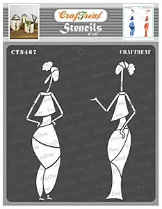 African Women Stencil - Chatting - Size: 6X6 Inches - Tribal Figure Stencil - Tribal Art Stencil for Craft Stencils for Tribal - Stencils for Art and Craft