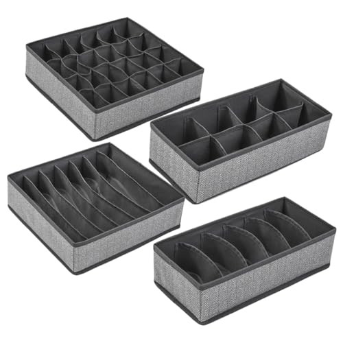 WHAMVOX 4 piezas Organizador Plegable para Ropa Interior Caja de Tela Resistente para Cajones de Armario Divisor Práctico para Sujetadores Calcetines y Ropa Pequeña Almacenamiento