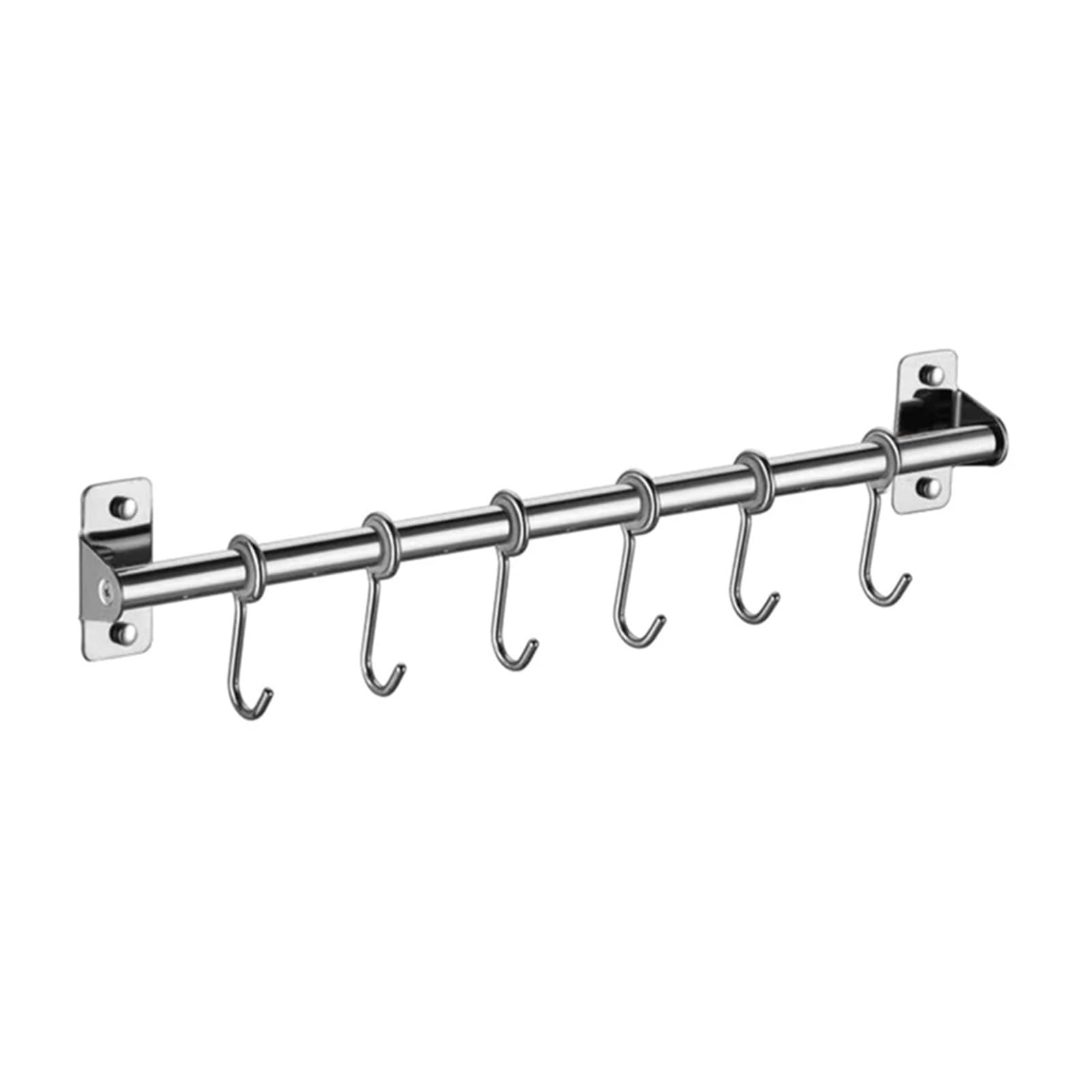Sparklwleaf One Color Wall-Mounted Kitchen Rails Wall Mounted Utensil Rack Hanging Kitchen Rail With 6/8/10 Removable Hooks(40.0Cm-6)