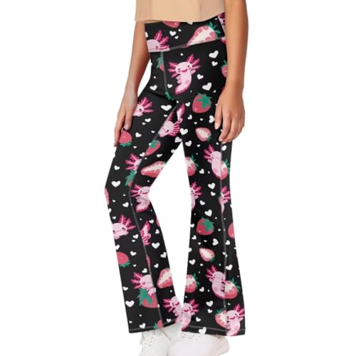 Axolotls Girls Flare Leggings 9-10 Code Cute Girls Bell Bottom Pants for Camping High Waisted Yoga Pants for School Skin-Friendly Athletic Legging for Bike Gift for Daughter4