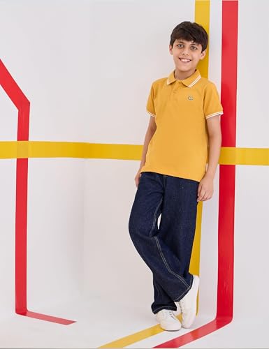 Image of Amazon Brand - Symbol Boys Cotton Rich Striped Polo Tshirt | Collar Tshirts | Half Sleeves | Regular Fit