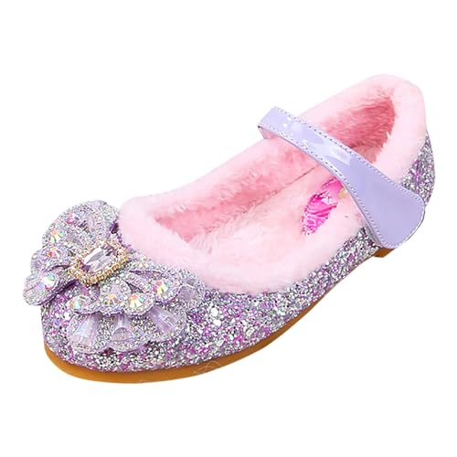 Girl's Warm Winter Mary Janes Glitter Sequins Mary Jane Flats Princess Shoes Cosplay Dress Wedding Party Shoes
