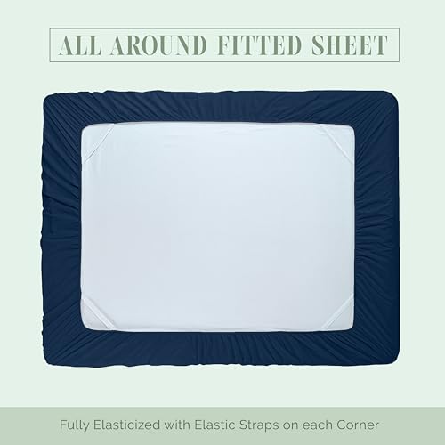 Elegant Comfort Luxury 1500 Premium Hotel Quality Microfiber 4-Piece Sheet Set - Soft, All Around Elastic 18-24 Inches Deep Fitted Sheet - Extra Deep Pocket Sheets, Twin/Twin XL, Navy Blue