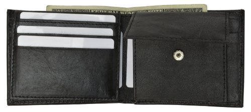 MARSHAL Genuine Lambskin Soft Leather Bifold Credit Card Wallet with Coin Pouch2