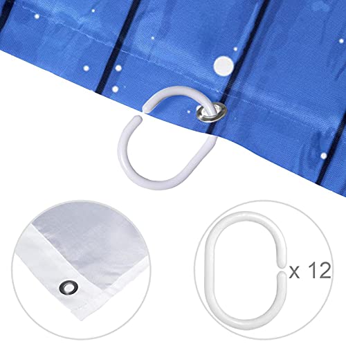 Rideau de douche en bois bleu et neige, textile de salle de bain premium - 5