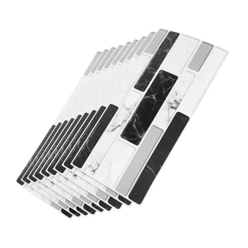 Holibanna 9 Piezas Vinilo decorativo imitación mármol y negro decoración pegatina teja Adhesivos de baldosas removibles Baldosas autoadhesivas fáciles de limpiar calcomanía de pared