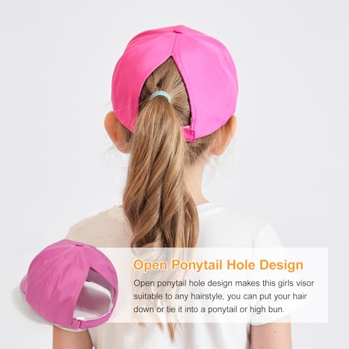 Kids Baseball Hat Visor, Little Girl High Ponytail Sun Hat Cotton Baseball Caps, Beach Sun Hat for Toddler Age 3-83
