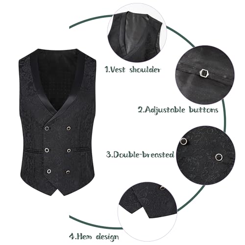 Mens Tuxedo 3 Pieces Slim Fit Suit Blazer Jacquard Shawl Lapel Vest Pants Wedding Prom Business Banquet Performance4