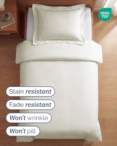 Image of Duvet Cover Twin /Twin XL Size Set - Extra Soft Twin /Twin XL Duvet Cover 68 inch x 90 inch with 1 Pillow Sham for Women, Men, Kids & Teens - Comfy, Easy-Care & Fade Free with Zipper Closures and Ties (Ivory)