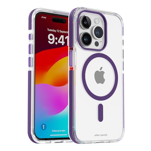 Image of eller sante Apex MagPro Back Cover Case for iPhone 15 Pro Shockproof Scratch Resistant Slim Thin Military-Grade Protection Support Mag-Safe Wireless Magnetic Charging - Purple