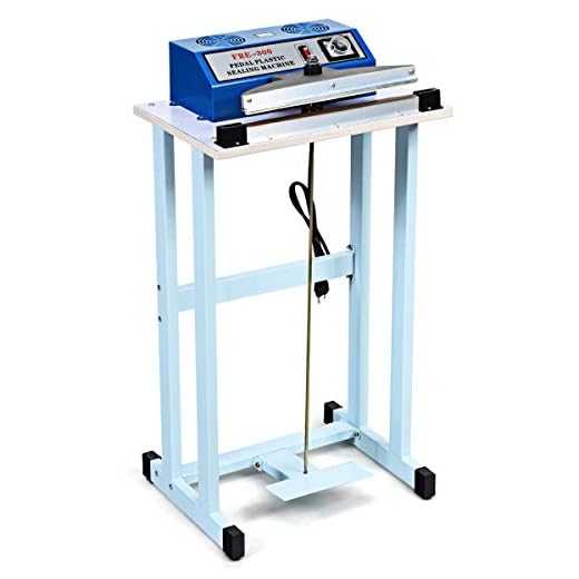 Goplus 110V 12" Foot Pedal Impulse Sealer with Cutter, Heat Seal Closer Plastic Bag Sealing Machine, Cutting Machine, Ideal for Industrial and Commercial Use
