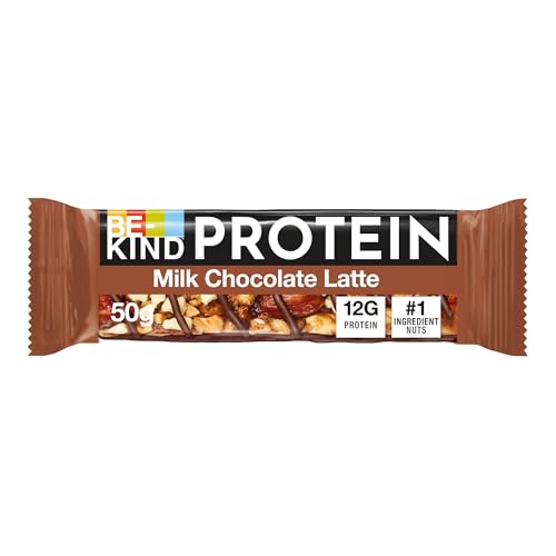 BE-KIND Protein Barretta Proteica al Cioccolato al Latte, Caffè e Arachidi, Snack Proteico senza Glutine, 12 gr di Proteine, Confezione da 12 Barrette