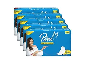 Paree Dry Feel Regular Sanitary Pads| 100 Pads (Combo of 5)| With Top Dry Sheet And Wider Back For Full Coverage| Heavy Flow And 3 Seconds Absorption