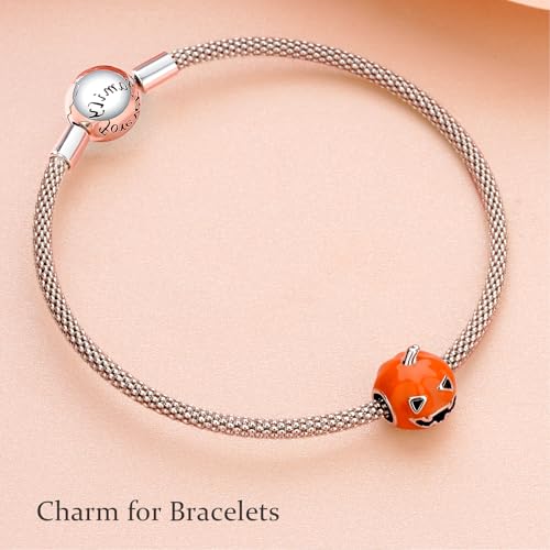 Image of Halloween Pumpkin Charms for Women Charm Bracelets, 925 Sterling Silver Mother's Day Halloween Birthday Christmas Jewelry Gift for Women